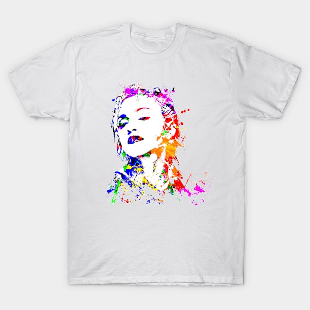 Madonna Portrait Watercolor Colorful Splatter T-Shirt by SPJE Illustration Photography